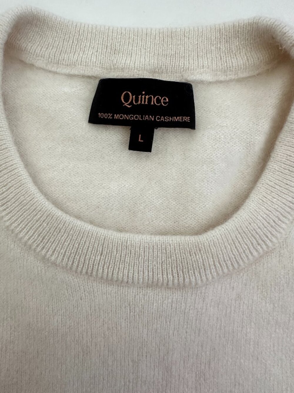 Quince 100% Mongolian Cashmere Crewneck Sweater Ivory L